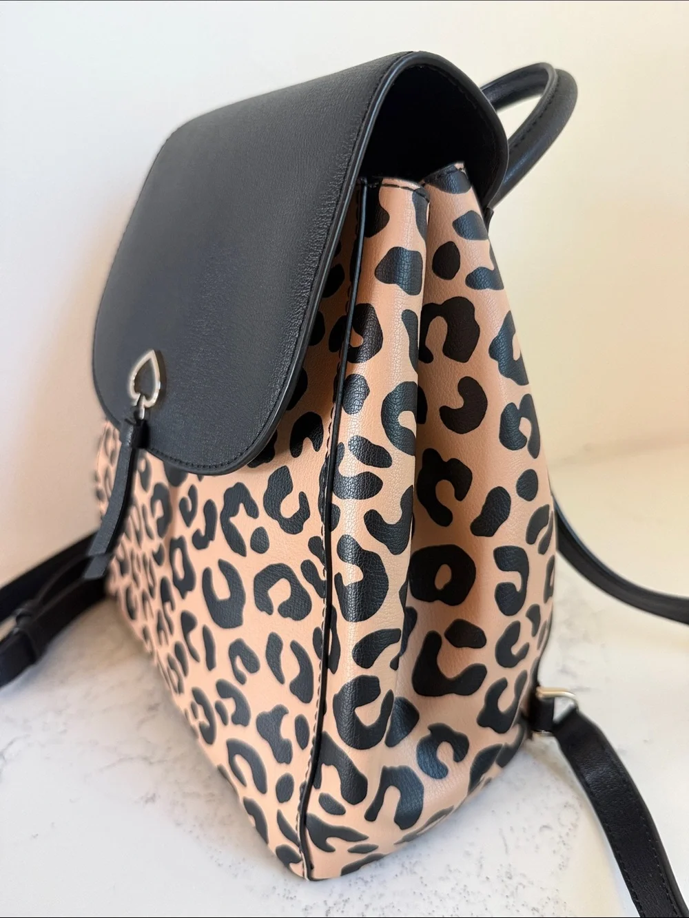 Kate Spade Adel Backpack in Black / Tan Cheetah Leopard Print
